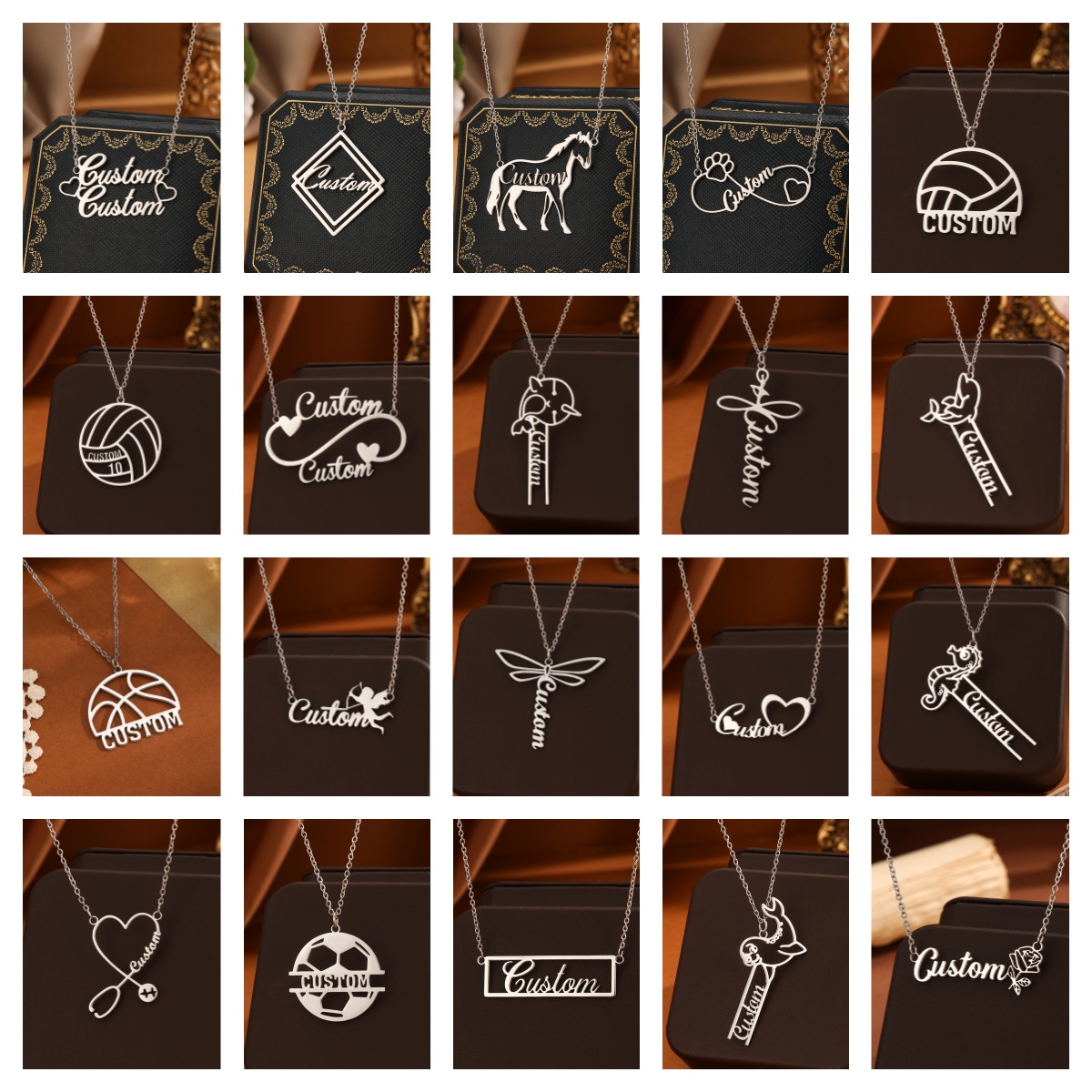 Name Necklace Custom - 스테인리스강 맞춤형 이름 목걸이, 필기체 글자