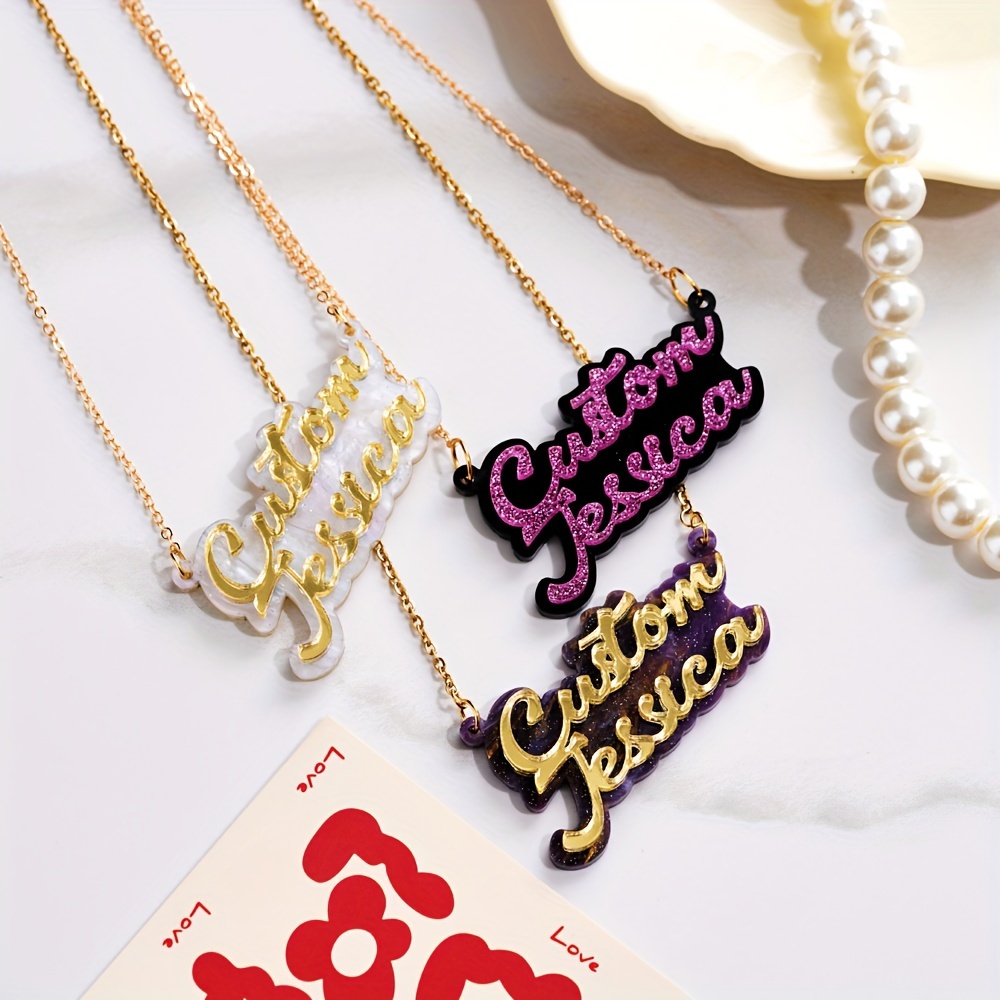 Name Necklace Custom - 맞춤형 이중 아크릴 이름 목걸이, 이중
