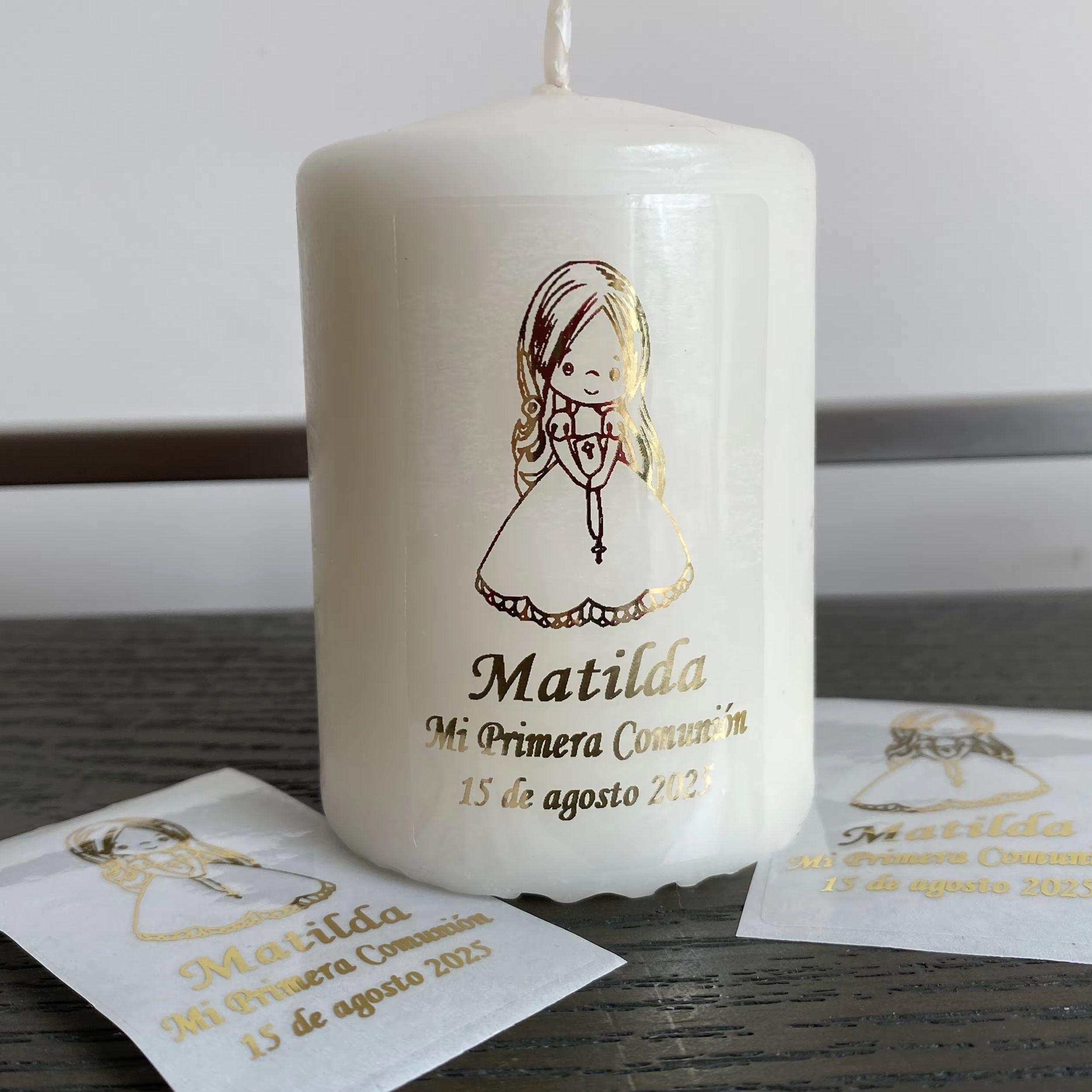 Personalised Candle Label - 여자아이들 첫 영성체 맞춤형 스티커, 나의