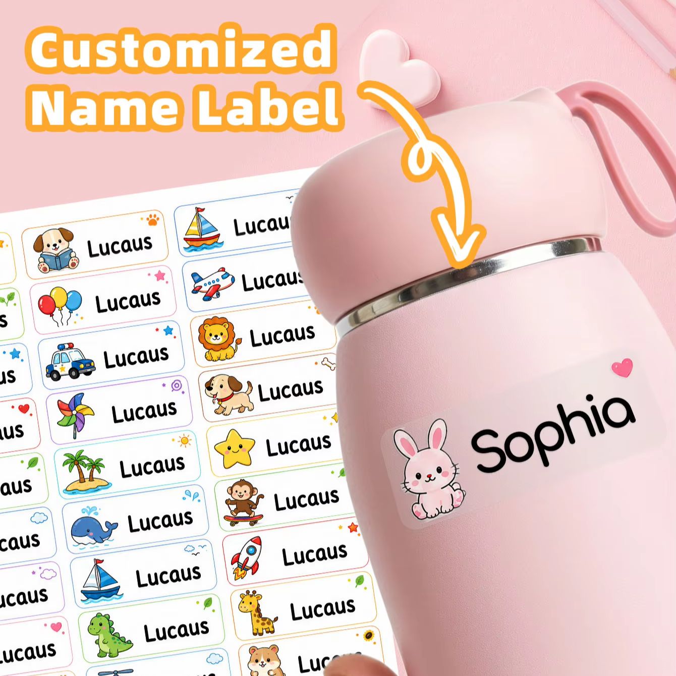 Personalised Candle Label - 1-500PCS 맞춤형 만화 이름 스티커, 스포츠