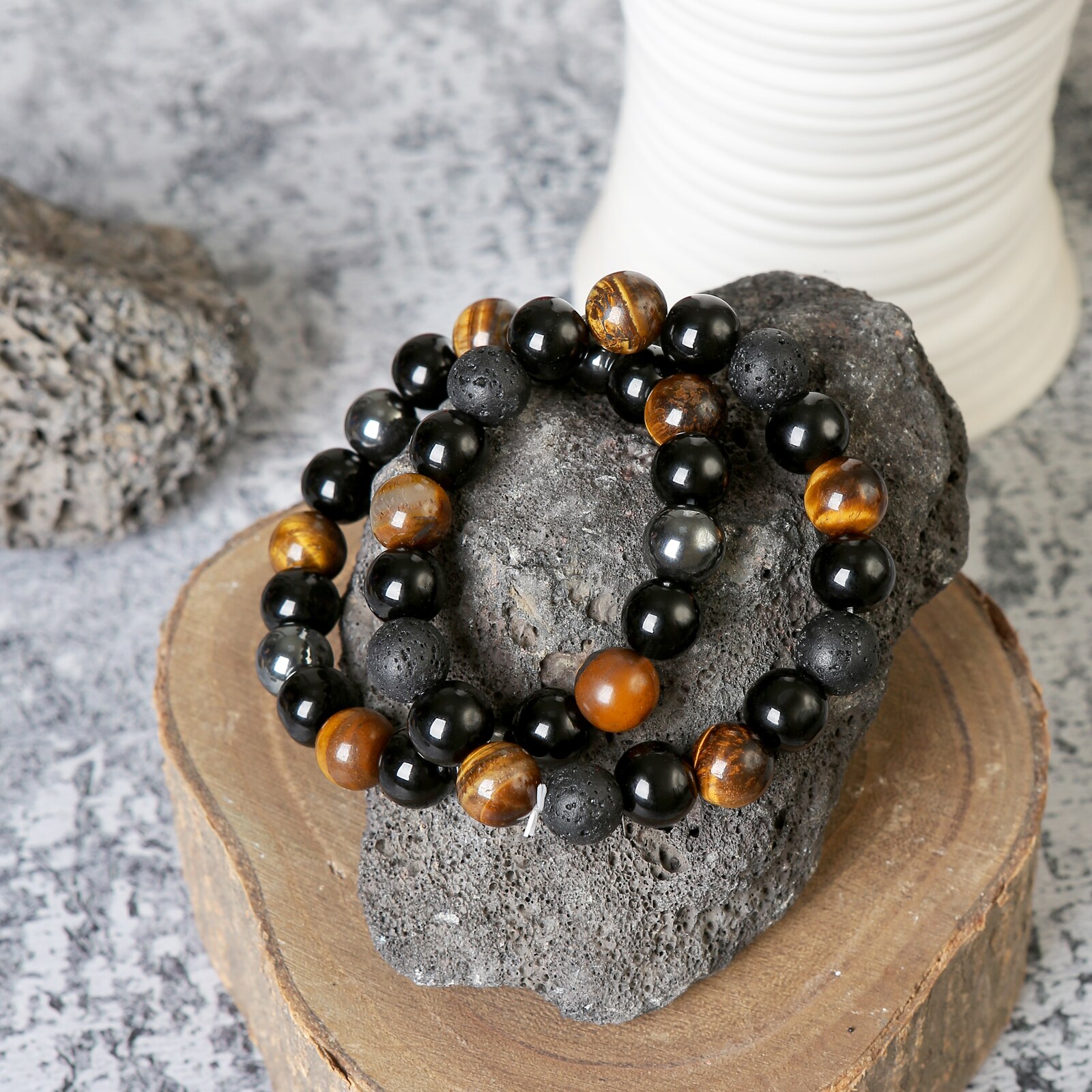 트리플 보호 팔찌, 호랑이의 눈, 검은 흑요석, 적철광 - Coordinates Bracelet 리뷰 및 가격