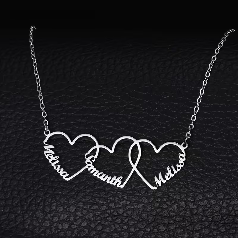 맞춤형 인터로킹 하트 네임 목걸이, 개인 맞춤 1/2/ - Name Necklace Custom 리뷰 및 가격