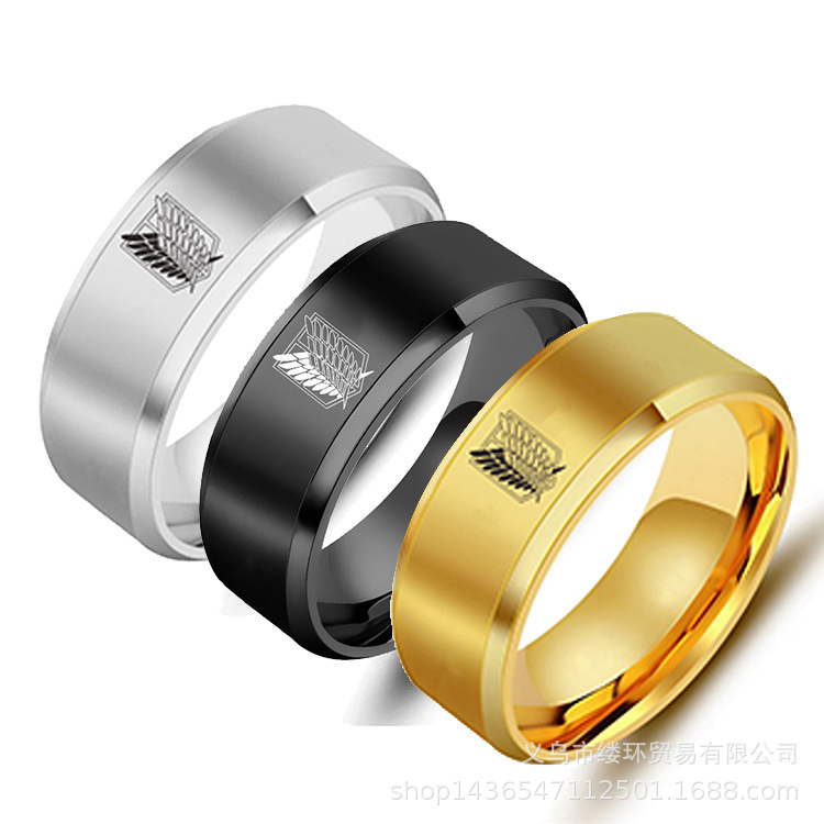 타이탄에 대한 공격 블랙 실버 스테인레스 스틸 링, 자 - Initial Ring Custom 리뷰 및 가격