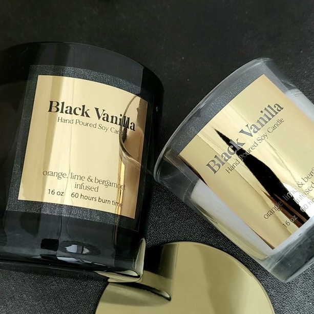 중소 기업 로고 이름에 대 한 사용자 지정 반짝이 골드 - Personalised Candle Label 리뷰 및 가격
