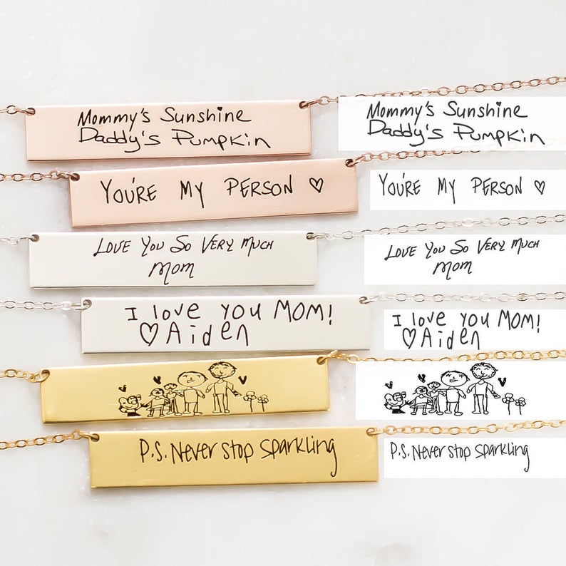 개인 맞춤 실제 필기 이름 목걸이, 드로잉 서명 목걸이 - Handwriting Necklace Bar 리뷰 및 가격