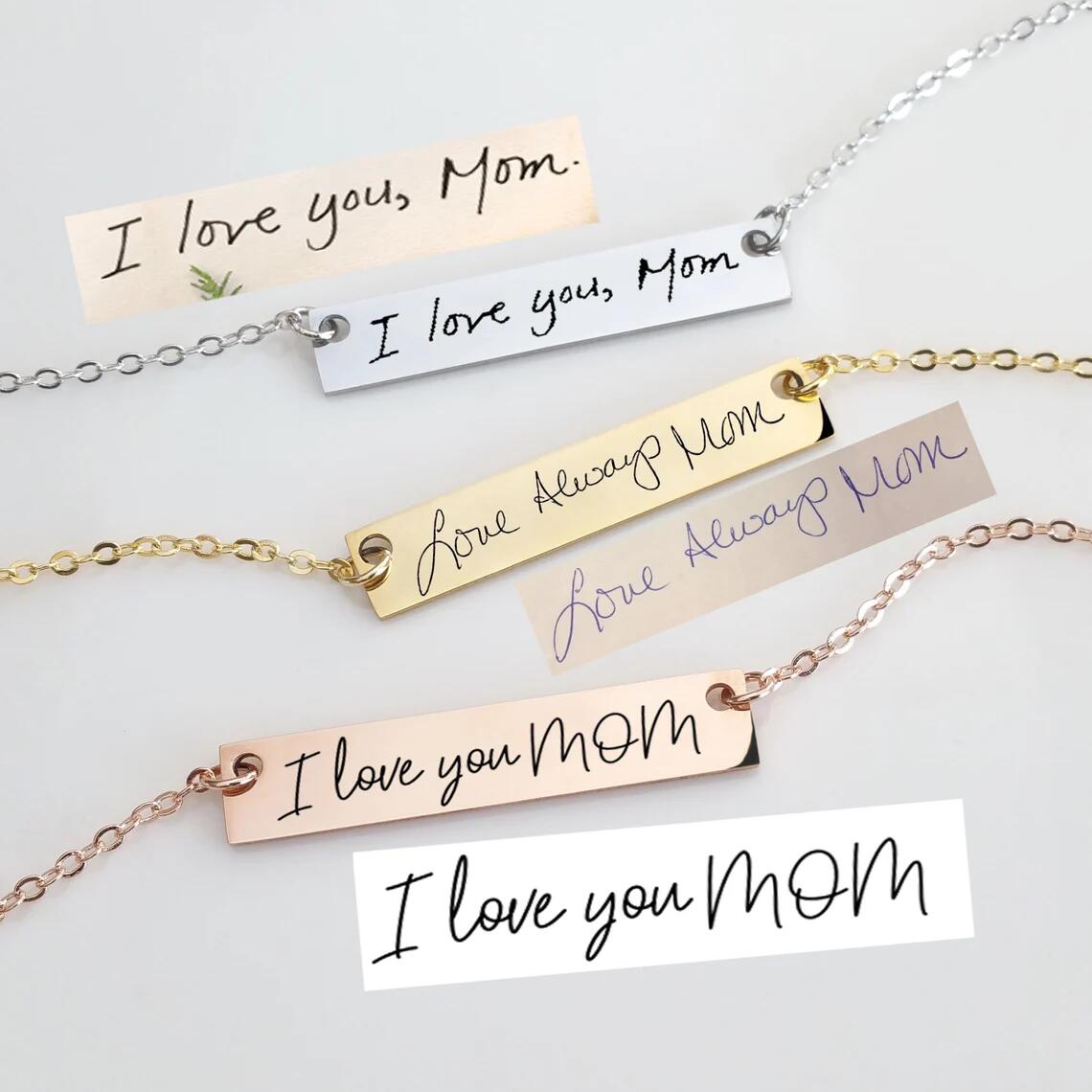 Actual Handwriting Bar Necklac - Handwriting Necklace Bar 리뷰 및 가격