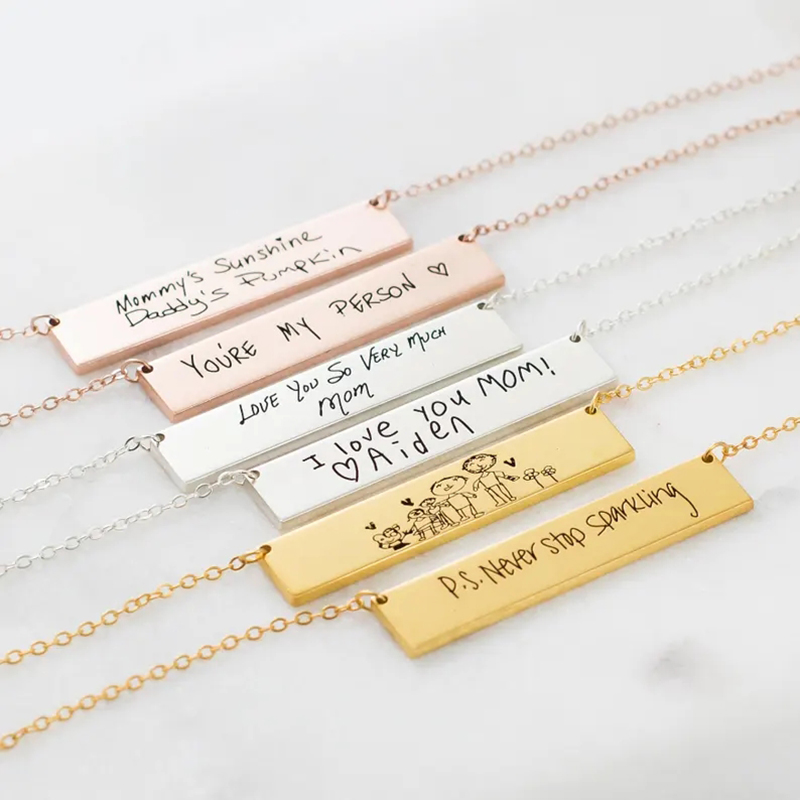 맞춤형 필기 이름 바 펜던트 목걸이, 스테인레스 스틸, - Handwriting Necklace Bar 리뷰 및 가격