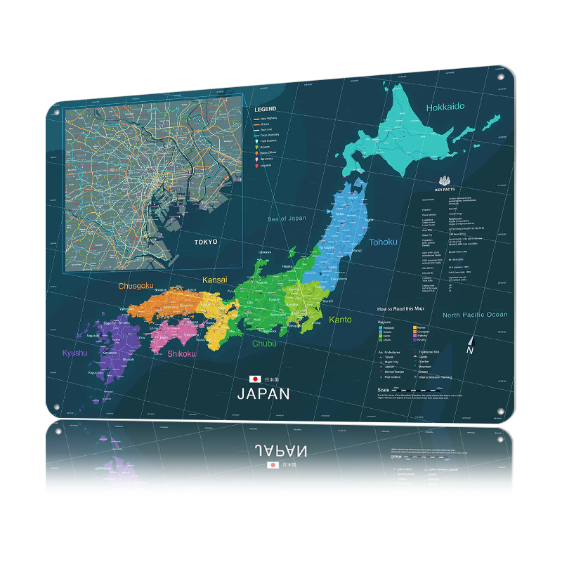 일본과 도쿄 지도 포스터 맞춤형 벽 장식 빈티지 금속  - Custom Map Poster 리뷰 및 가격